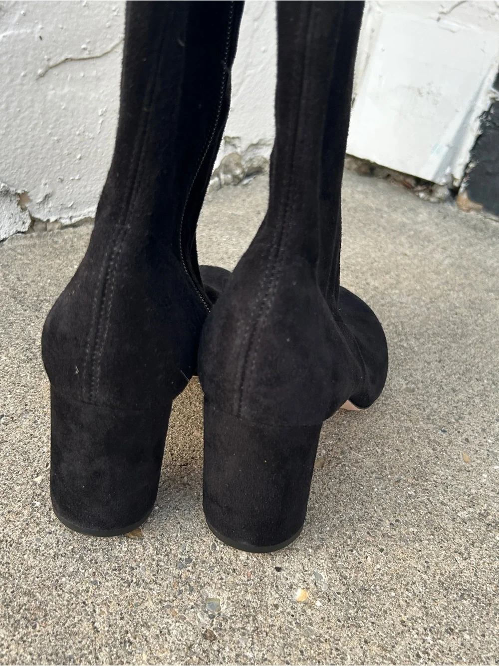 Reformation Belinda Knee High Boots Black Stretch Suede Size 7 Women